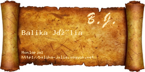 Balika Júlia névjegykártya